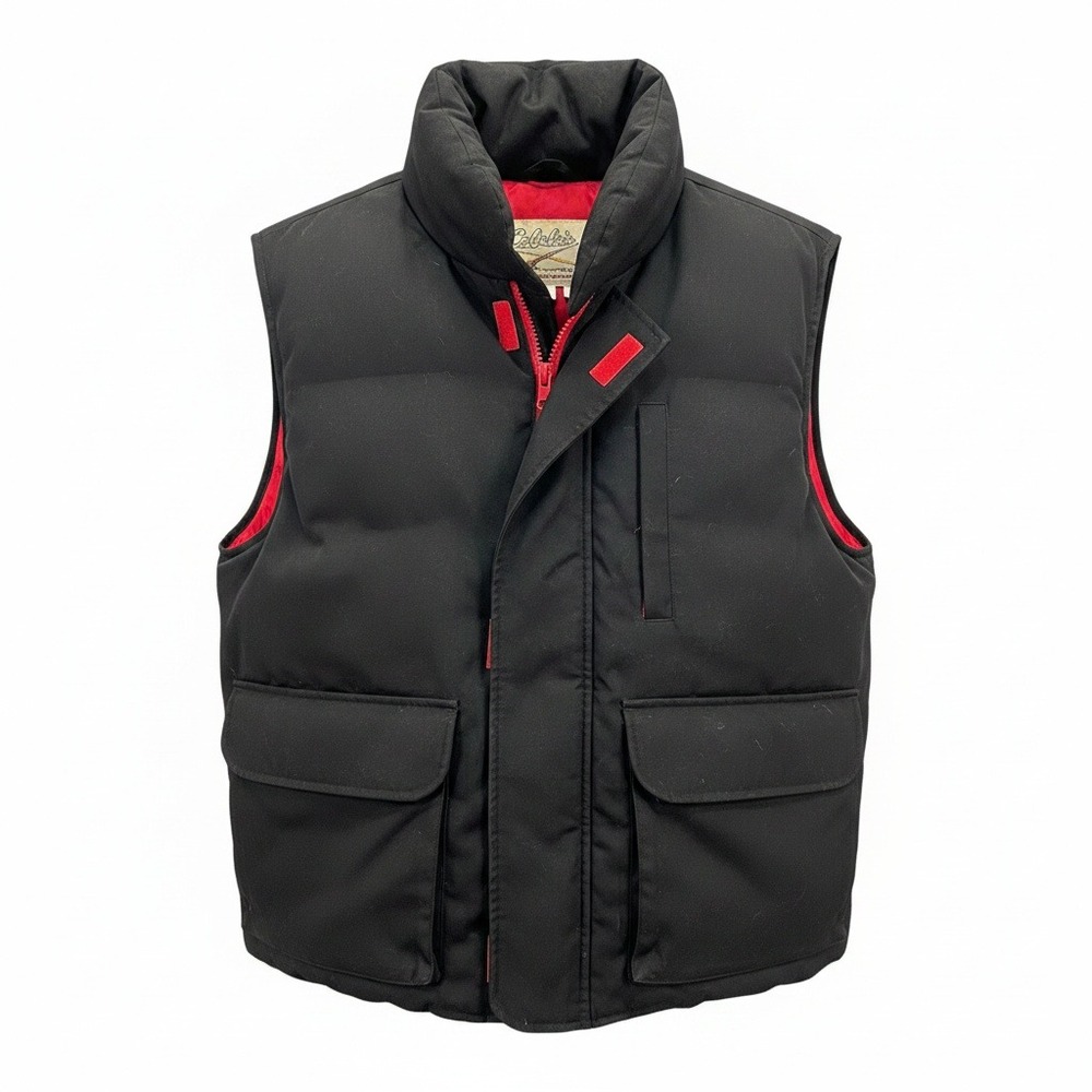 Cabela's Down Vest Mens Small Black Goose Down Insulated Puffer Full Zip